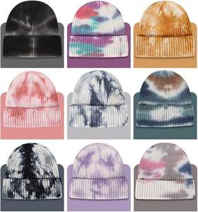 Bonnet d'hiver tie-dye pour femmes, avec logo personnalisé brodé, bonnets côtelés pour hommes et femmes 2026 - Product Image 3