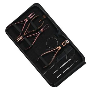 Kit complet d'outils pour extensions capillaires : micro-perles, pince à sertir plate pour extensions adhésives, outil à boucle et crochet, peigne à queue, accessoires de séparation et de pose - Product Image 1