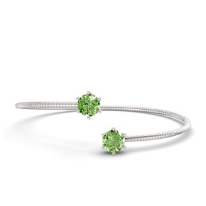 Brazalete Elora Flexi de oro blanco de 14 quilates con diamantes de laboratorio verde océano (1 quilate) Tw. Anillo de Compromiso y Boda Clásico de Lujo con Certificación GRA - Product Image 3