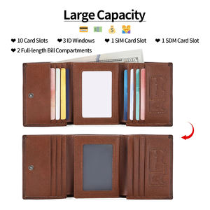 Hot Selling Brown Blocking Minimalist Slim Open Short Unisex <b>Genuine</b> <b>Leather</b> <b>Wallet</b> Good Quality - Product Image 6