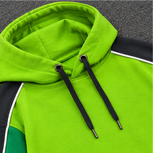 เสื้อฮู้ดบล็อกสีสำหรับผู้ชาย แขนเสื้อแบบแร็กแลน มีกระเป๋าจิงโจ้ - Product Image 3