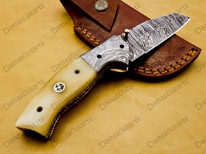 Couteau de poche pliant en acier Damas fait main, lame tranchante comme un rasoir, pour le camping, la chasse, la survie tactique, EDC - Product Image 6