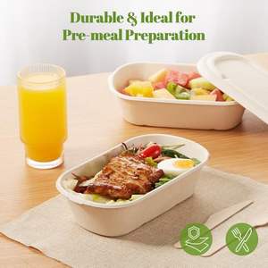 Contenants alimentaires à emporter Richfull en bagasse biodégradable, écologiques, jetables, robustes, imperméables, avec couvercles - Product Image 2