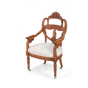 Fauteuil classique de style mid-century avec hauteur réglable, fabriqué en teck massif, coussin moelleux, finition brune, pour salon, utilisation en intérieur - Product Image 1