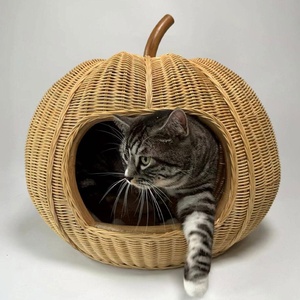 Pumpkin shaped cat <b>house</b> handweave rattan dog <b>beds</b> natural pet furniture great quality pets <b>bed</b> - Product Image 2
