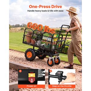 Carrito Eléctrico Utilitario con Batería de 36V 432Wh, Motor de 500W, Capacidad de Carga de 660 Libras, Resistente, con Freno - Product Image 2