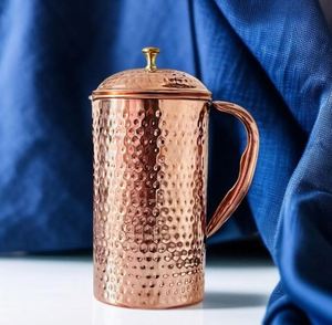 Juego de jarras de cobre para fotografía de visual merchandising, juego de metal para servir agua con vasos, duradero, reutilizable, para cocina, comedor, bebidas. - Product Image 5