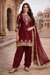 Traje Dhoti de Diseñador de Ropa India y Pakistaní con Bordado, Salwar Kameez con Conjunto de Dupatta, Traje Salwar Completamente Cosido - Product Image 6