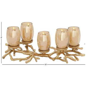 Bougeoir en verre transparent en métal d'aluminium de conception de branche d'arbre pour le bougeoir de zone de maison et de bureau de Noël - Product Image 1