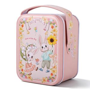 Decorative Cookie Tin with Lids Vintage Cookie Packing <b>Box</b> Retro <b>Empty</b> Candy Container Cookie Jar with Handle for Wedding - Product Image 1