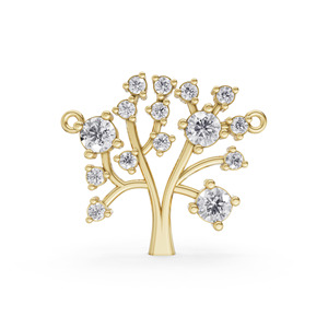 Pendentif Charme Arbre de Vie Aarinya en Or 9K avec Diamants de Laboratoire Certifiés IGI, Luxe Multi-Pierres, Arbre Généalogique, pour Femme - Product Image 1