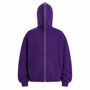 Sudadera con Capucha para Hombre, 100% Algodón, Estilo Urbano Casual, Diseño de Redes, Alta Calidad, Personalizable con Logotipo, Color Morado - Product Image 2