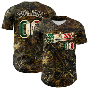 OEM Custom Camo Baseball Jersey Full Button 100% Polyester Short Sleeve Breathable Unisex - Product Image 1