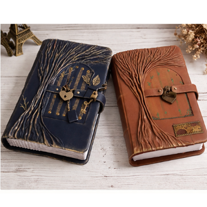 Hardcover Handmade <b>Leather</b> Journal Tree of Life Lockable Door and Key A5 Guest Book Personalized Diary <b>Refillable</b> <b>Notebook</b> Gift - Product Image 6
