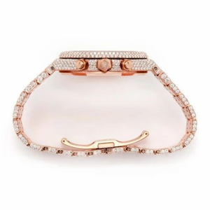 Reloj Cronógrafo de Lujo con Incrustaciones de Moissanita en Oro Rosa, para Hombre, Acero Inoxidable, Estilo Diamante, Hip Hop, Logotipo Personalizado, Cuarzo - Product Image 3