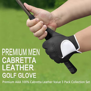 Guantes de golf en oferta para jóvenes, transpirables, de microfibra suave, color negro, guantes de golf de cuero Cabretta con dedos completos. - Product Image 6