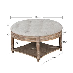 Grande Tavolino da Caffè Impermeabile Stile Fattoria con 2 Ripiani in Legno e Top Trapuntato a Bottoni - Product Image 6