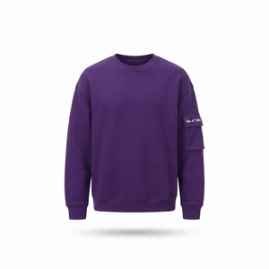 <b>Mens</b> Purple Crewneck Sweatshirt Utility Pocket <b>Sleeve</b> Casual Streetwear Pullover <b>Long</b> <b>Sleeve</b> <b>Top</b> - Product Image 4