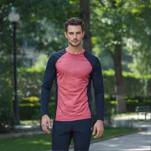 Haut de sport décontracté pour homme en polyester et élasthanne tricoté, extensible et respirant, idéal pour le fitness - Product Image 2