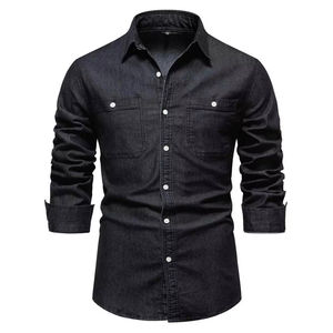 Camisa de Vestir Casual para Hombre, Personalizada de Fábrica, OEM, con Botones, Manga Larga, Estilo Denim, para Trabajo - Product Image 3