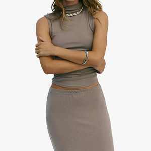 Trendy Long <b>Skirt</b> Two Piece Set Spring 2026 Women Clothes Fashion Soild Casual Mock Neck Top Printed Maxi <b>Skirts</b> Set for Women - Product Image 4