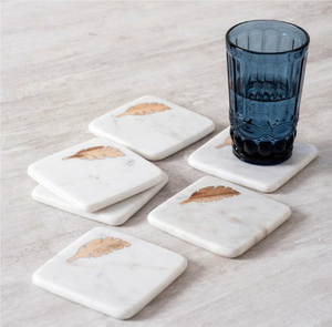 100% <b>Marble</b> Coffee Cup <b>Coaster</b> With Leaf Design Non Slip Table Decor Elegant Design <b>Marble</b> <b>Coaster</b> - Product Image 1