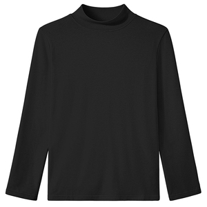 Uniforme Escolar para Niños, Camiseta Negra de Manga Larga para Estudiantes de Primaria, Uso Diario, Mezcla de Poliéster Sólido, Unisex - Product Image 1