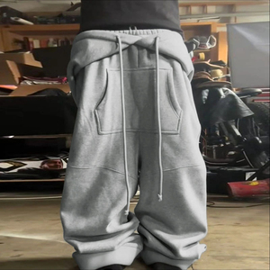 Custom Grey Baggy Sweatpants Men Oversized Joggers <b>Drawstring</b> Loose Fit Streetwear Casual Lounge Pants OEM ODM - Product Image 1