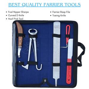 Kit complet d'outils de soin des sabots de cheval pour fermeur, avec couteau à sabots à lame en D, cisaille à sabots pour poulain, cure-sabot, râpe à sabots, lime et couteau à sabots à poignée rouge - Product Image 2