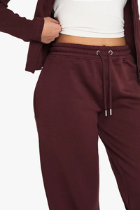 High Demand Winter Chocolate Brown Women's Straight Leg Joggers Terry Fleece 100% Cotton Drawstring Closure Soft Touch - Product Image 4