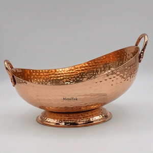 Frutero de Aluminio Martillado Chapado en Oro de Lujo, Plato Decorativo de Metal Hecho a Mano para Servir, Centro de Mesa para Bodas - Product Image 5