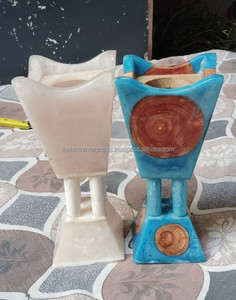 Marble look epoxy resin bakhoor tower burner with metal <b>tea</b> light for aromatherapy Oud <b>diffuser</b> in custom colour resin with wood - Product Image 3