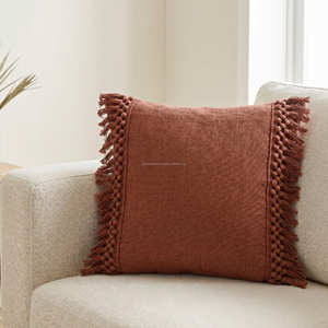 Funda de Cojín Decorativa de Algodón Natural con Ribete Trenzado, Almohada Decorativa Contemporánea para el Hogar - Product Image 4