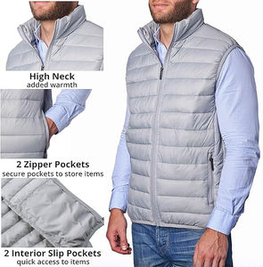 Gilet matelassé sans manches à capuche pour l'hiver, en toile enduite imperméable et respirante, écologique, avec fermeture à bouton unique et effet bulles. - Product Image 4