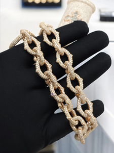 จี้รูปทรงกระบอกประดับมุกน้ำจืดและมอสซาไนต์แบบฝังละเอียดเคลือบทองคำขาวและโรสโกลด์ สไตล์หรูหราสำหรับงานปาร์ตี้ฮิปฮอป - Product Image 3