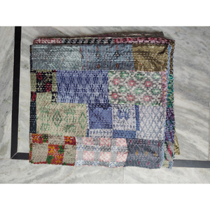 Handmade <b>Patchwork</b> Kantha Quilt Reversible Cotton Blanket All Season <b>Bedding</b> Home Decor Gift For Her - Product Image 1