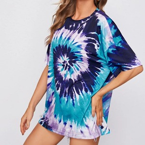 Camiseta Vintage para Mujer con Logotipo Personalizado, Tie Dye, 100% Algodón/Seda/Lino, Ecológica, Anti-UV, Transpirable, de Secado Rápido, Manga Corta, para Verano - Product Image 3