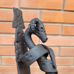 Poignée de portail en fer forgé résistant à la rouille, motif tête de bélier surélevée, style traditionnel, finition grain de bois, installation facile pour clôture - Product Image 5