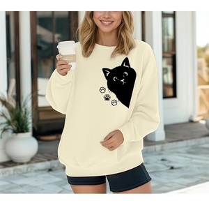 Nueva Llegada Sudadera de Algodón para Mujer de Lujo con Manga Larga, Hombros Caídos, Estampado, Cómoda, Casual, Invierno, Personalizada - Product Image 5