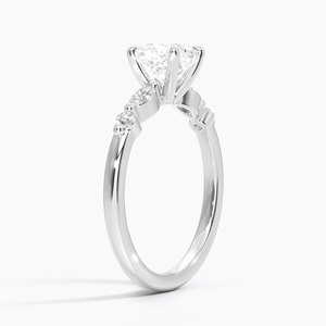 BOJ Ring 0147 <b>Cushion</b> Cut 925 Silver Marquise and <b>Round</b> Prong Setting Solitaire Diamond Ring 2ct D Color VVS1 Moissanite GRA - Product Image 2