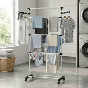 Modern Aluminum Alloy Clothes Drying Rack 4-Tier Movable Standing Type for Bathroom Minimalist Design Clothing Organizer - Product Image 6
