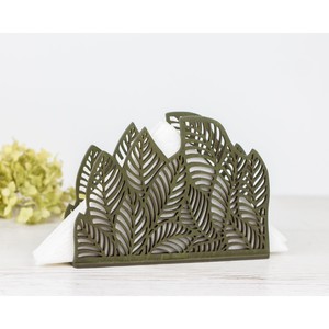 Metal Tissue Holder with Leaf Design Bohemian Style Free Standing Decorative Napkin <b>Stand</b> for Tabletop Use - Product Image 2