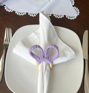 Bunny Napkin Rings Set + Macrame Easter <b>Eggs</b> – Complete Easter Table Decor Set – Easter Table Setting – Spring Table <b>Decorations</b> - Product Image 1