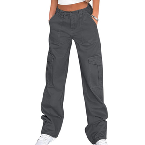 Pantalones Cargo de Pierna Ancha y Recta para Mujer, Casuales de Verano, Transpirables, Ecológicos, de Poliéster/Algodón, con Logotipo/Color Personalizado - Product Image 4