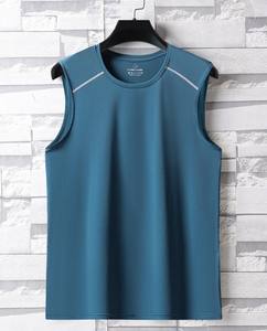 Camiseta sin mangas de punto liso teñido de seda helada para hombre, chaleco deportivo fino y transpirable de verano, camisetas de secado rápido - Product Image 4