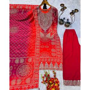 Conjunto de Traje Elegante para Fiesta para Mujer, Top, Pantalón y Dupatta - Product Image 1