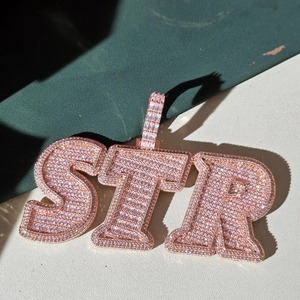 <b>Mens</b> 925 Silver Moissanite Letter Pendant Iced Pave Custom <b>Initial</b> <b>Necklace</b> Luxury Hip Hop Jewelry Gift - Product Image 2