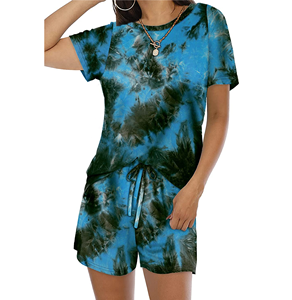 En gros 2022 Femmes de Remise En Forme Usure 2 Deux Pièce D'été Ensemble Col Rond Loisirs Respirant Doux Tissu Demi Manches T-Shirts Shorts - Product Image 1