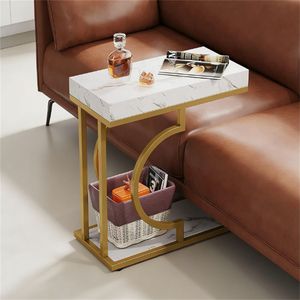 Tavolino Consolle Moderno e Stretto con Struttura in Metallo per Caffè o Uso Accanto al Letto - Product Image 2
