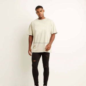 T-shirt en coton biologique personnalisé avec logo pour hommes, coupe oversize à épaules tombantes, effet délavé à l'acide, en tissu peigné, t-shirt vierge en gros - Product Image 6